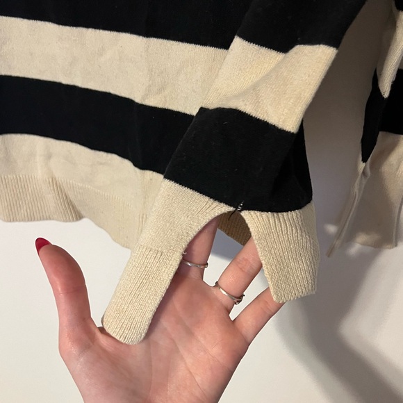 Pink Rose Women’s Sweater, Pink, White & Black Striped, Cotton, Size Medium - Picture 7 of 7